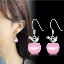 Load image into Gallery viewer, Apple Design With Pink / White Opal Shiny Zircon Elegant Cute Hook Earrings
