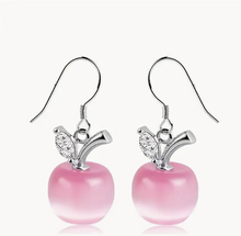 Load image into Gallery viewer, Apple Design With Pink / White Opal Shiny Zircon Elegant Cute Hook Earrings