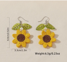 Load image into Gallery viewer, Boho Small Sunflower Dangle Earrings Inlaid With Glass