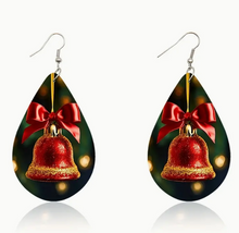 Load image into Gallery viewer, Christmas Wooden Teardrop Earrings