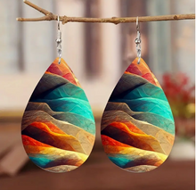 Load image into Gallery viewer, Colorful Mountain Print Teardrop Dangle Earrings