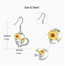 Load image into Gallery viewer, Cute Two Sunflower Decor Heart Pendant Earrings