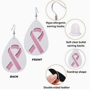 Faux Leather Breast Cancer Awareness Stencil Cut Earrings