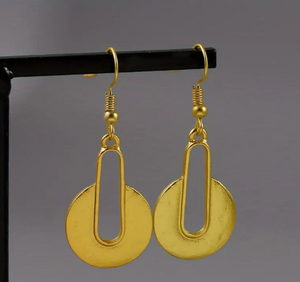 Golden Round Dangle Earrings Retro Bohemian