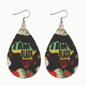 African Style Black Festival History Month Dangle Wooden Earrings