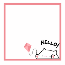 Load image into Gallery viewer, Cute Cat &amp; Diamond Kite Hello Greeting Card | Playful &amp; Whimsical Stationery Digital Design
