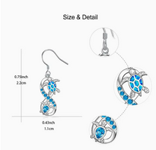 Load image into Gallery viewer, Mobius Ring Blue Sea Turtle Earrings