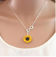 Load image into Gallery viewer, Simple Yellow Sunflower Heart Charm Necklace