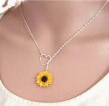 Load image into Gallery viewer, Simple Yellow Sunflower Heart Charm Necklace