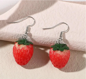 Strawberry Pattern Synthetic Resin Earrings