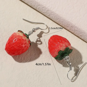 Strawberry Pattern Synthetic Resin Earrings
