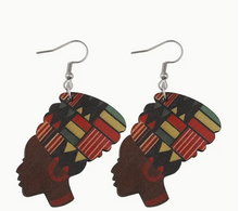 Load image into Gallery viewer, African Style Black Festival History Month Dangle Wooden Earrings