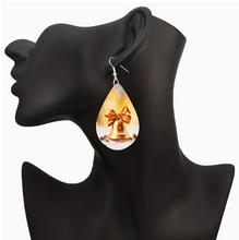 Load image into Gallery viewer, Christmas Wooden Teardrop Earrings