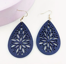 Load image into Gallery viewer, Christmas Wooden  Snowflake Bell Flower Design Dangle Earrings