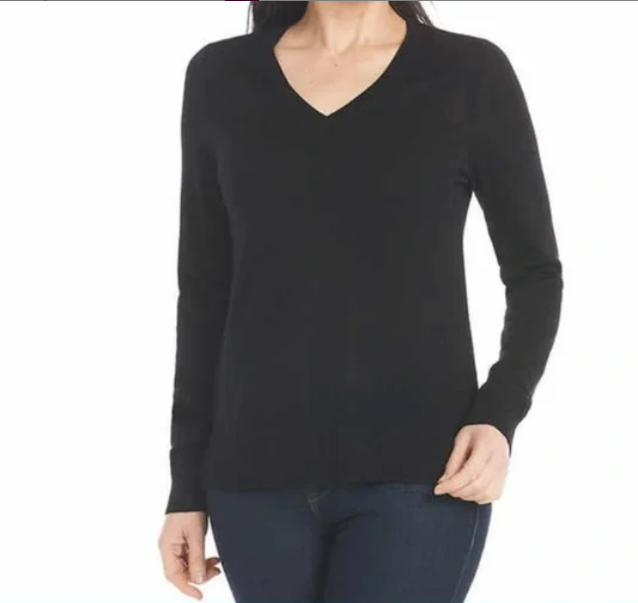 Elegant Black Merino Wool Sweater - Katherine Barclay Ladies' Long Sleeve - Luxurious & Soft XXL