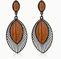 Hollow Dangle Earrings Retro Elegant Simple Style Wooden Jewelry