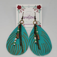 Load image into Gallery viewer, Feather Mint faux leather earrings