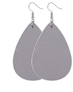 Faux Leather teardrop Solid Color Earrings - Gray