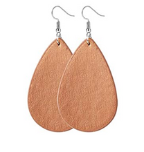 Load image into Gallery viewer, Faux Leather teardrop Solid Color Earrings - Rose Gold
