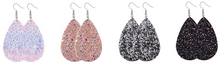Load image into Gallery viewer, Faux Leather Teardrop Sequin Earrings
