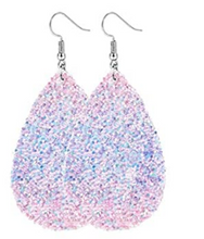 Load image into Gallery viewer, Faux Leather Teardrop Sequin Earrings - Pink