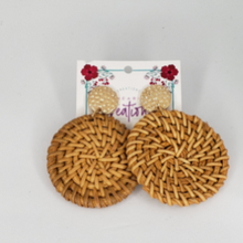 Load image into Gallery viewer, Rattan Statement Earrings - Round Rattan