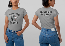 Load image into Gallery viewer, Central Texas Wolves T-shirts - S / Gray / Leader of the Pack (Black Wolf) - M / Gray / Leader of the Pack (Black Wolf) - L / Gray / Leader of the Pack (Black Wolf) - XL / Gray / Leader of the Pack (Black Wolf) - 2XL / Gray / Leader of the Pack (Black Wolf)