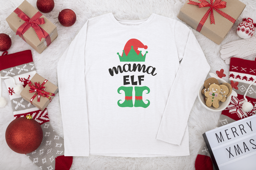 Mama Elf Long Sleeve Christmas Shirt