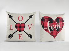 Load image into Gallery viewer, SC Valentines Day Pillow Case Covers 18 x 18 set of 4 Home Decore Buffalo Plaid
