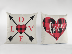 SC Valentines Day Pillow Case Covers 18 x 18 set of 4 Home Decore Buffalo Plaid
